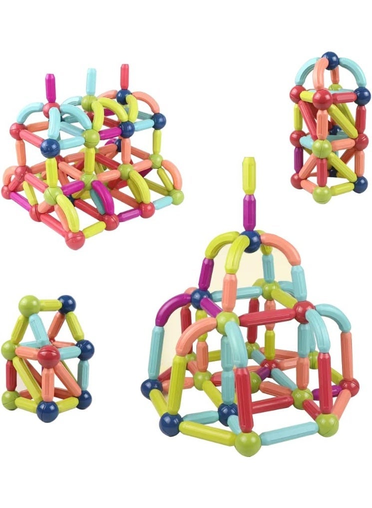 Clicko Magnetic Stick Building Block Set 64, -Piece Extra-Strong Montessori STEM Toys for Kids, Magnetic Construction & Stacking Educational Kit with Storage Bin for Boys & Girls - Image 3