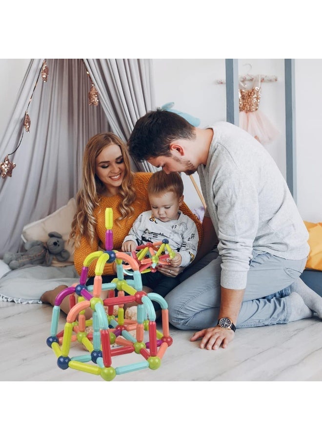 Clicko Magnetic Stick Building Block Set 64, -Piece Extra-Strong Montessori STEM Toys for Kids, Magnetic Construction & Stacking Educational Kit with Storage Bin for Boys & Girls - Image 4