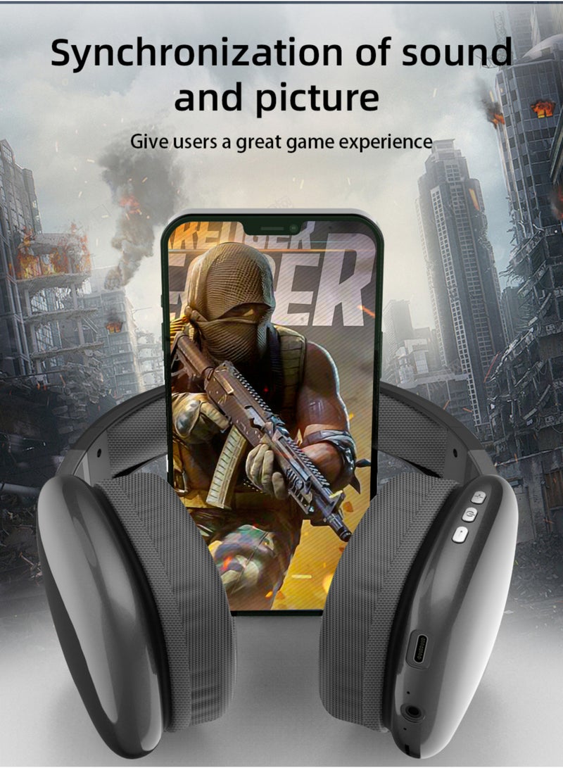 روك بو سماعة رأس لاسلكية تعمل بتقنية البلوتوث فوق الأذن مع سماعات رأس لإلغاء الضوضاء النشطة بالميكروفون الهجين مع أوضاع متعددة ، صوت عالي الدقة ، ملاءمة مريحة ، بلوتوث ، اتصال متعدد النقاط - Image 4