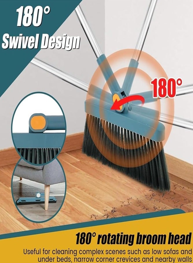 BELLSBERRY مجموعة مكنسة ومجرفة ذات مقبض طويل | مجرفة قابلة للطي للاستخدام الداخلي أو الخارجي - Image 3