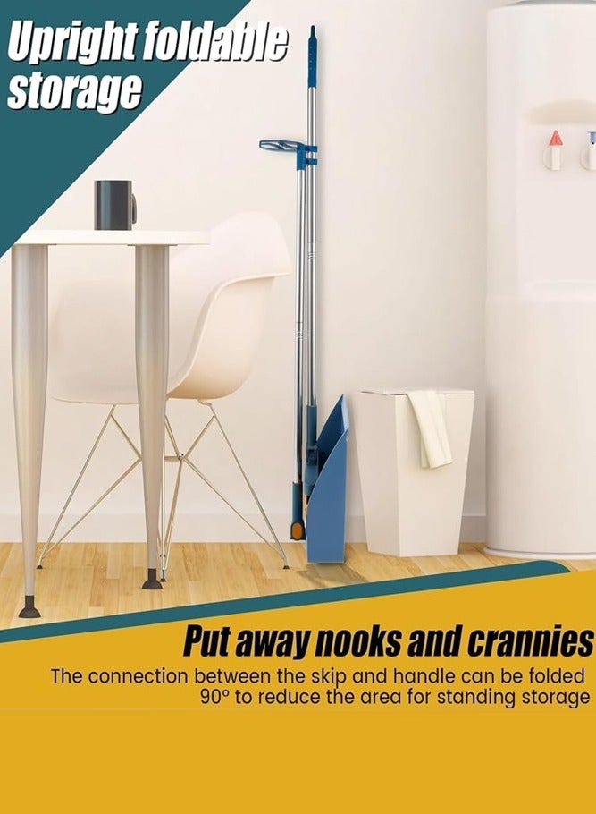 BELLSBERRY مجموعة مكنسة ومجرفة ذات مقبض طويل | مجرفة قابلة للطي للاستخدام الداخلي أو الخارجي - Image 4