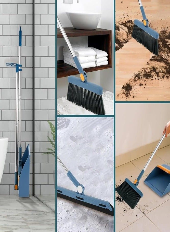 BELLSBERRY مجموعة مكنسة ومجرفة ذات مقبض طويل | مجرفة قابلة للطي للاستخدام الداخلي أو الخارجي - Image 5