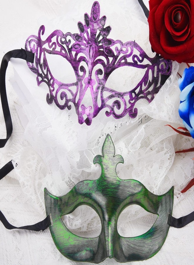 FEQO 48 Pieces Masquerade Masks Vintage Antique Masks Mardi Gras Venetian Masks for Masquerade Party Festival Canival (Violet, Blue, Red, Green) - Image 3
