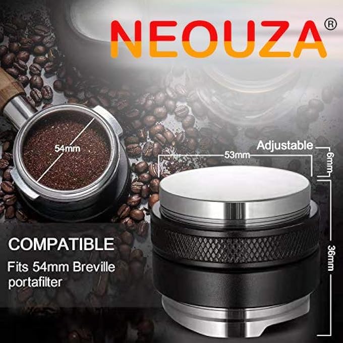 NEOUZA 53Mm Coffee Distributor  Tamper 2 In 1Dual Head Coffee Leveler Fits For 54Mm Breville Portafilter Adjustable Depth Professional Espresso Hand Tampers - Image 2