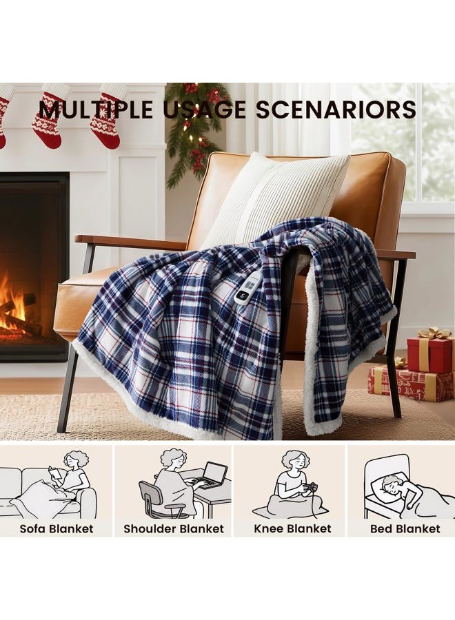 blunique Heated Blanket Electric Throw-50''x60''Ultra Soft Cozy Plaid Flannel Fast Heating Electric Blanket with 10 Heat Levels & 10 Hours Auto Off, ETL Certified, Keep Warm in Couch Bed Office,Tartan - Image 5