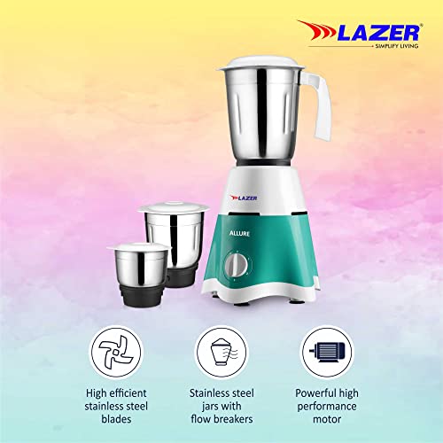 Lazer Allure 3 jars 500W Mixer Grinder (Aquamarine) - Image 5