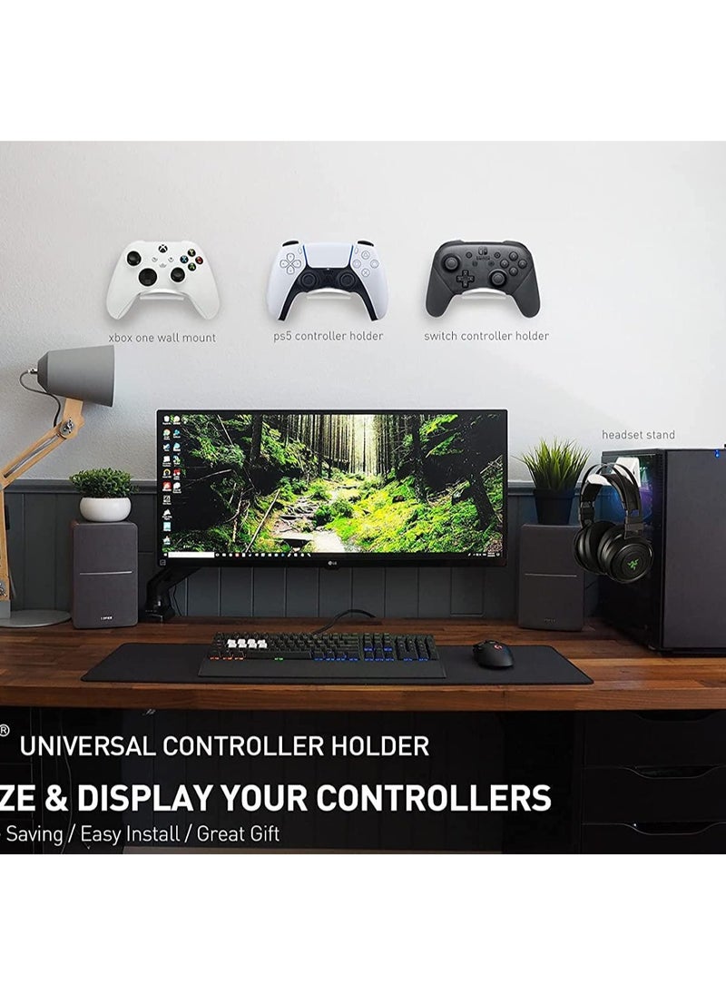 Generic - Controller Stand Gaming Accessories Universal Controller Holder 2 Pack for XBOX ONE PS4 PS5 SWITCH Controller Wall Mount with Cable Clips&Anti-Slip Pads (White) - Image 1