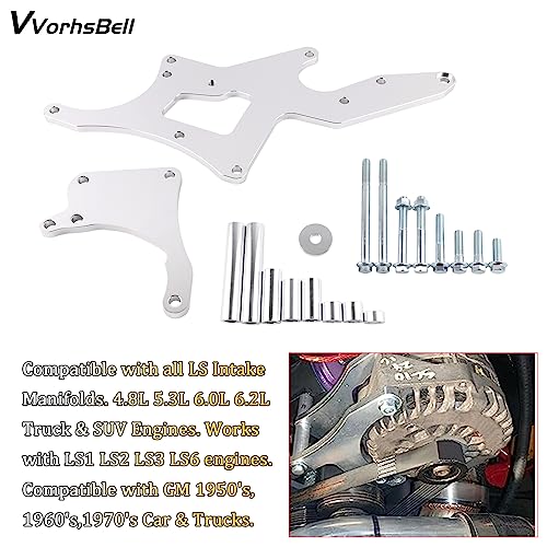 VVORHSBELL LS Serpentine Bracket & Alternator Power Steering Pump Swap Conversion - Compatible with Chevrolet LS1 LS2 LS3 LS6 LS7 Engines 4.8L 5.3L 6.0L 6.2L Truck & SUV Engines - Image 4