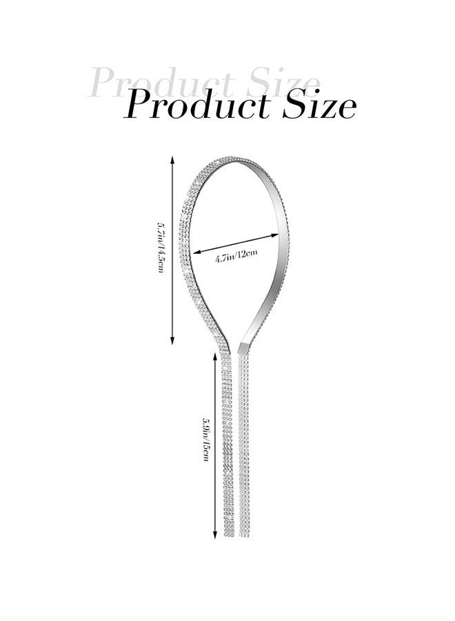 3 صف كريستال حجر الراين عقال ، عالية الجودة مكافحة الصدأ سبائك شرابة الشعر الأطواق ، أقراط وهمية سلسلة زينج عقال أغطية الرأس (فضي) - Image 2