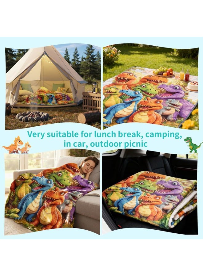 Dojavop Cute Smiling Dinosaurs HD Digital Print Flannel Throw Blanket - Ultra Soft Lightweight Warm, Contemporary Animal Theme All-Season Blanket for Kids Boys Girls, Birthday (60"x80") - Image 4