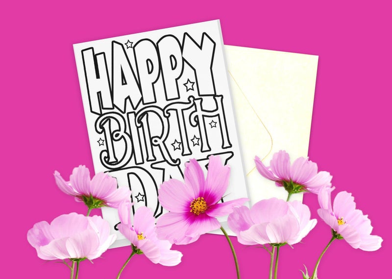 Stonehouse Collection Kids Happy Birthday Coloring Cards, Color-in 'Happy Birthday' Design for Creative Party | Fun12 Color Card and Envelopes - Image 4