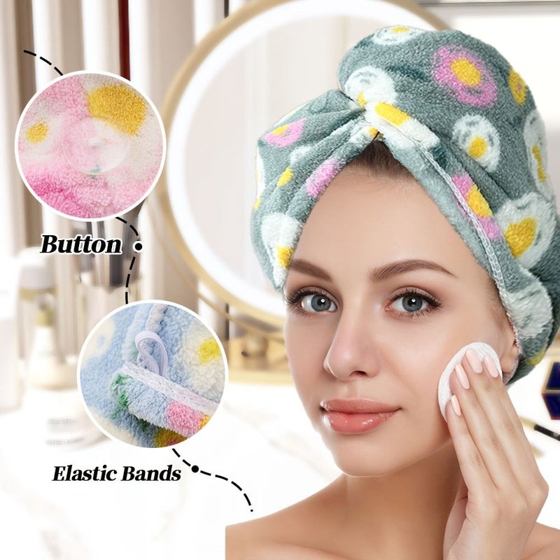 Grey Soft Coral Fleece Absorbent Hair Drying Cap For Curly Long Wet Hair - Image 5