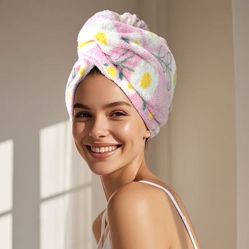 Grey Soft Coral Fleece Absorbent Hair Drying Cap For Curly Long Wet Hair - Image 4