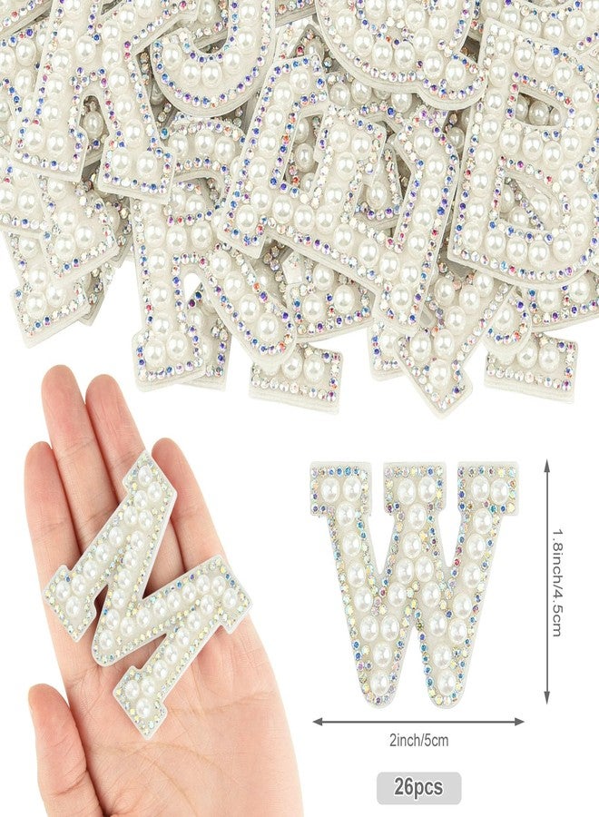 Morcheiong 26Pcs Pearl Rhinestone Letter Patches Self Adhesive A-Z, Stick on Pearl Letter Patches for Clothes, Fabric, Backpack (Multicolor) - Image 2