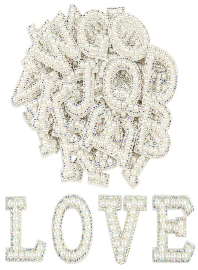 Morcheiong 26Pcs Pearl Rhinestone Letter Patches Self Adhesive A-Z, Stick on Pearl Letter Patches for Clothes, Fabric, Backpack (Multicolor) - Image 1