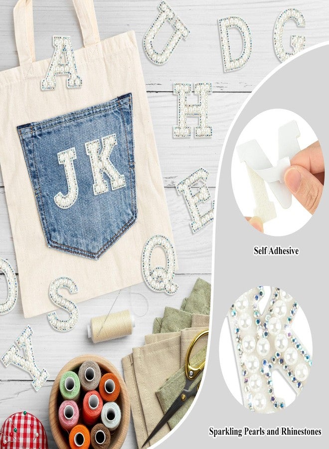 Morcheiong 26Pcs Pearl Rhinestone Letter Patches Self Adhesive A-Z, Stick on Pearl Letter Patches for Clothes, Fabric, Backpack (Multicolor) - Image 3
