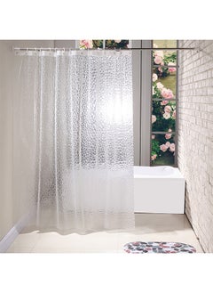 WISFOR Wisfor 3D Effect Clear Shower Curtain Waterproof Water Cube EVA Bathroom Curtain Liner with 12 Ring Hooks Mildew-free Bath Curtains for Home Hotel (180 x 180 cm)  - Image 1