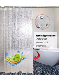 WISFOR Wisfor 3D Effect Clear Shower Curtain Waterproof Water Cube EVA Bathroom Curtain Liner with 12 Ring Hooks Mildew-free Bath Curtains for Home Hotel (180 x 180 cm)  - Image 2