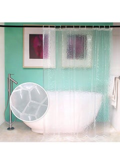 WISFOR Wisfor 3D Effect Clear Shower Curtain Waterproof Water Cube EVA Bathroom Curtain Liner with 12 Ring Hooks Mildew-free Bath Curtains for Home Hotel (180 x 180 cm)  - Image 3