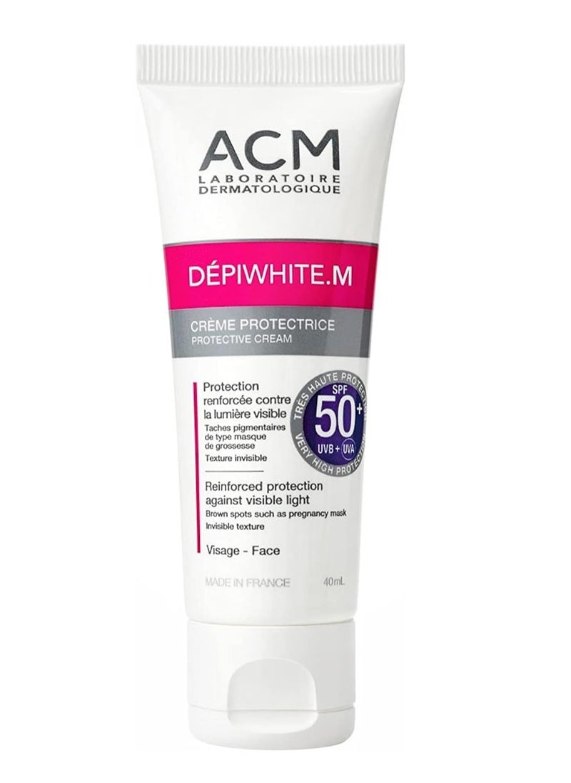 ACM Laboratoire dermatologique Depiwhite M Cream SPF 50 UVA UVB Sunscreen Reinforced Protection Against Visible Light for Face 40ml 