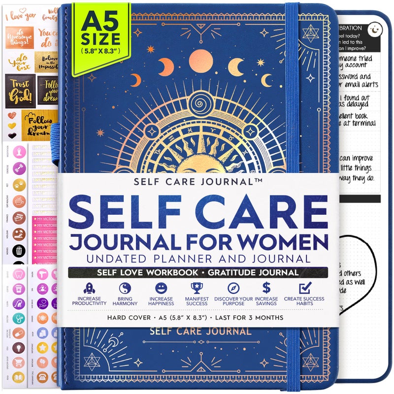 Freedom Mastery Self Care Journal - 5 Minute Mental Health & Manifestation Journal | 90-Day Undated Daily Planner for Positivity, Affirmations & Gratitude | Guided Mindfulness, Reflection | Vision Board + Stickers - Image 1