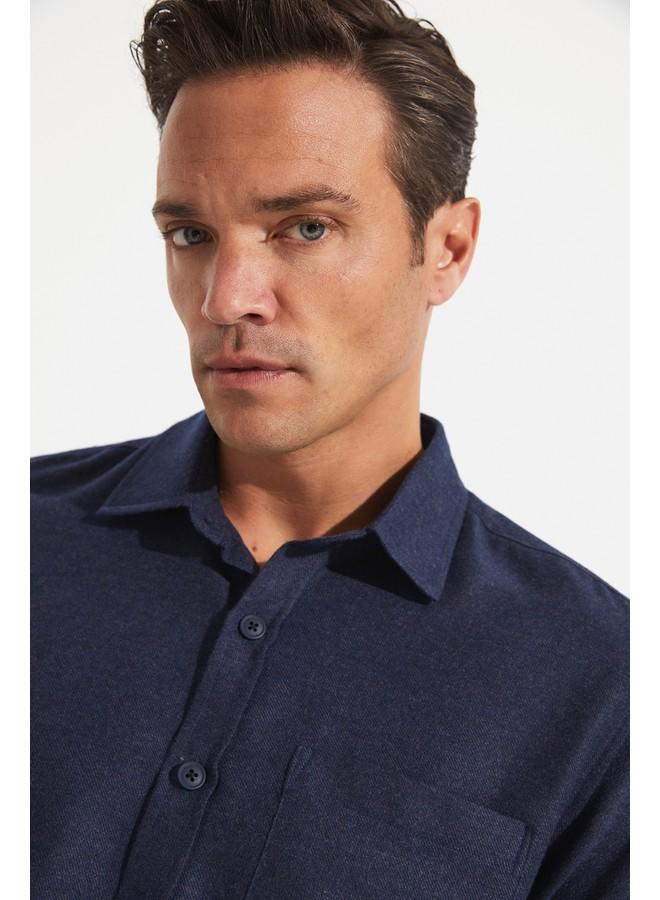 جون قميص رجالي مقاس عادي أزرق داكن - Image 5