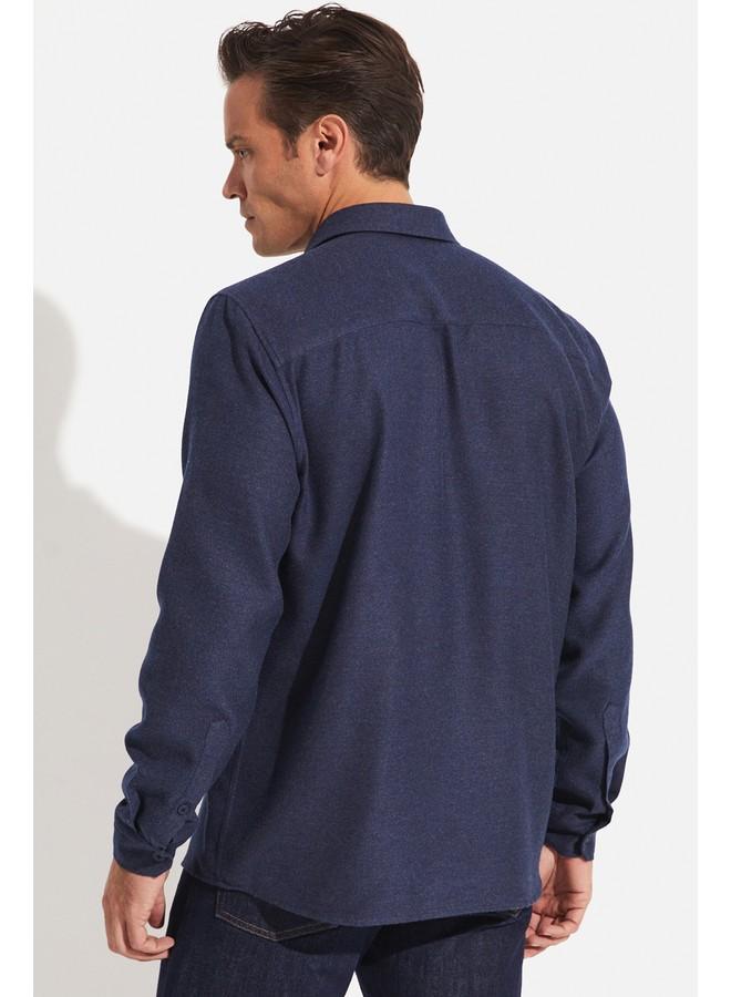 جون قميص رجالي مقاس عادي أزرق داكن - Image 2