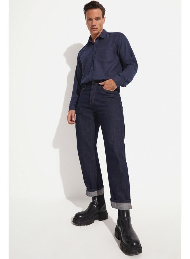 جون قميص رجالي مقاس عادي أزرق داكن - Image 3