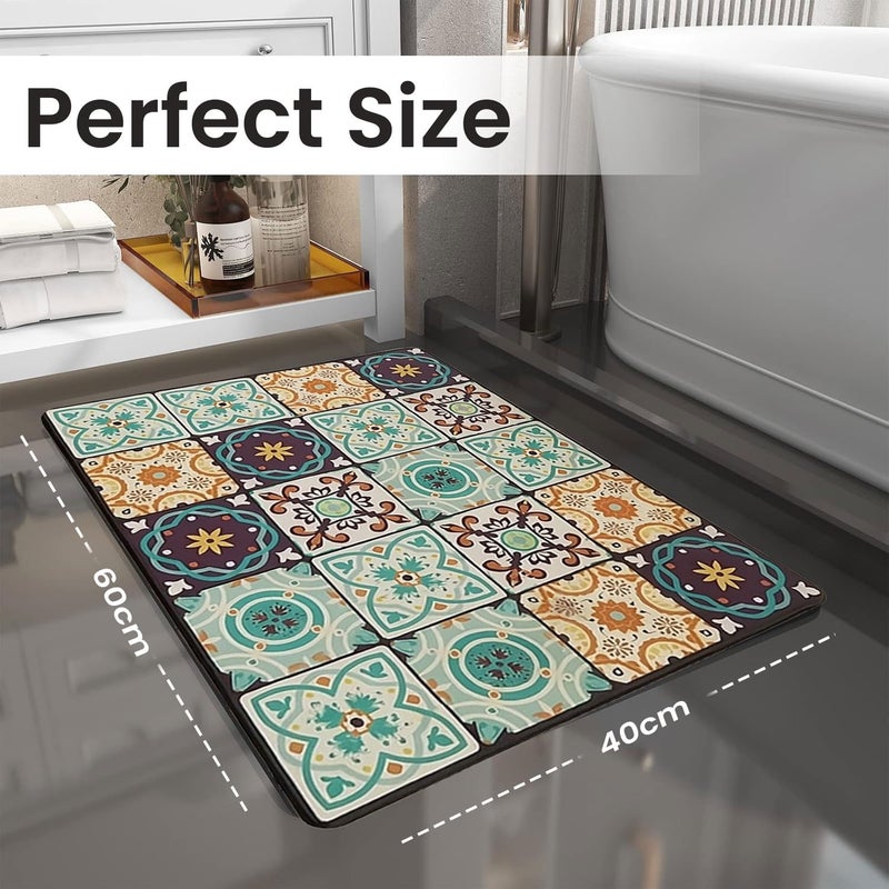 MAXOSHINE PVC Bathroom Mats Anti Slip | Water Absorbent Bath Floor Mat | Quick Dry Anti Skid Bathroom Mats for Home | Door Mat for Wet Area 40x60 Cm (Moroccan Green) - Image 2