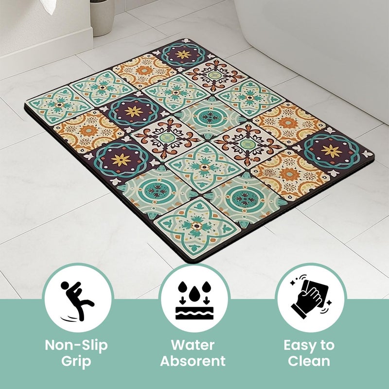 MAXOSHINE PVC Bathroom Mats Anti Slip | Water Absorbent Bath Floor Mat | Quick Dry Anti Skid Bathroom Mats for Home | Door Mat for Wet Area 40x60 Cm (Moroccan Green) - Image 4