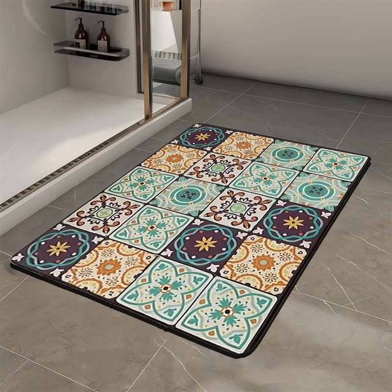 MAXOSHINE PVC Bathroom Mats Anti Slip | Water Absorbent Bath Floor Mat | Quick Dry Anti Skid Bathroom Mats for Home | Door Mat for Wet Area 40x60 Cm (Moroccan Green) - Image 1