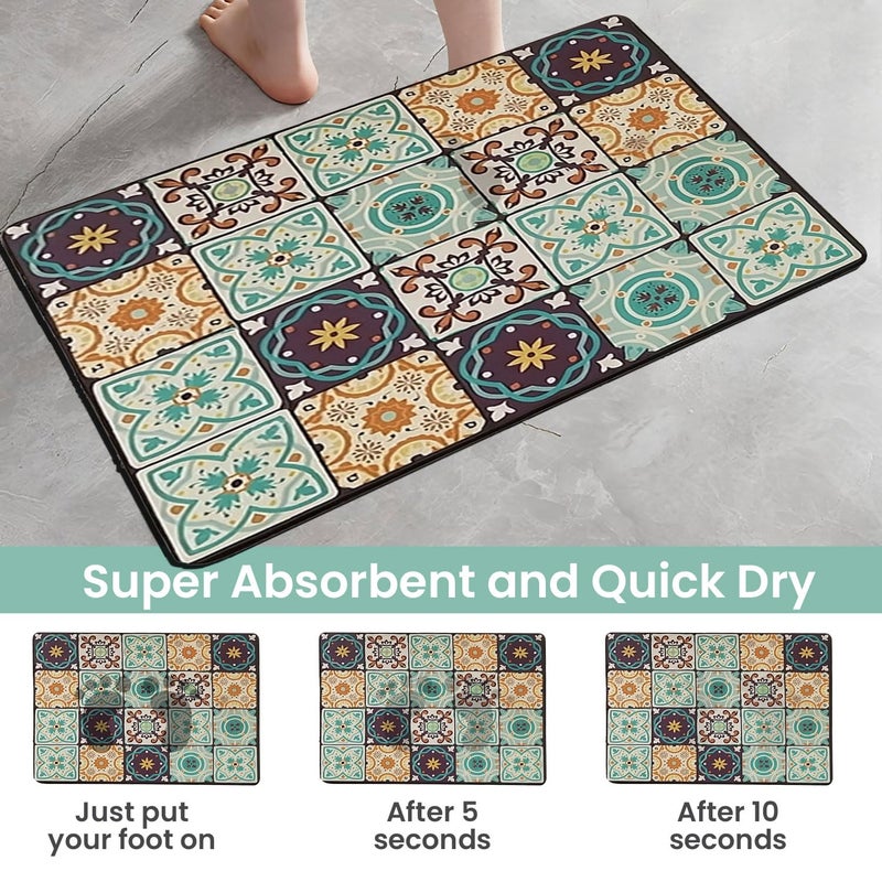 MAXOSHINE PVC Bathroom Mats Anti Slip | Water Absorbent Bath Floor Mat | Quick Dry Anti Skid Bathroom Mats for Home | Door Mat for Wet Area 40x60 Cm (Moroccan Green) - Image 5