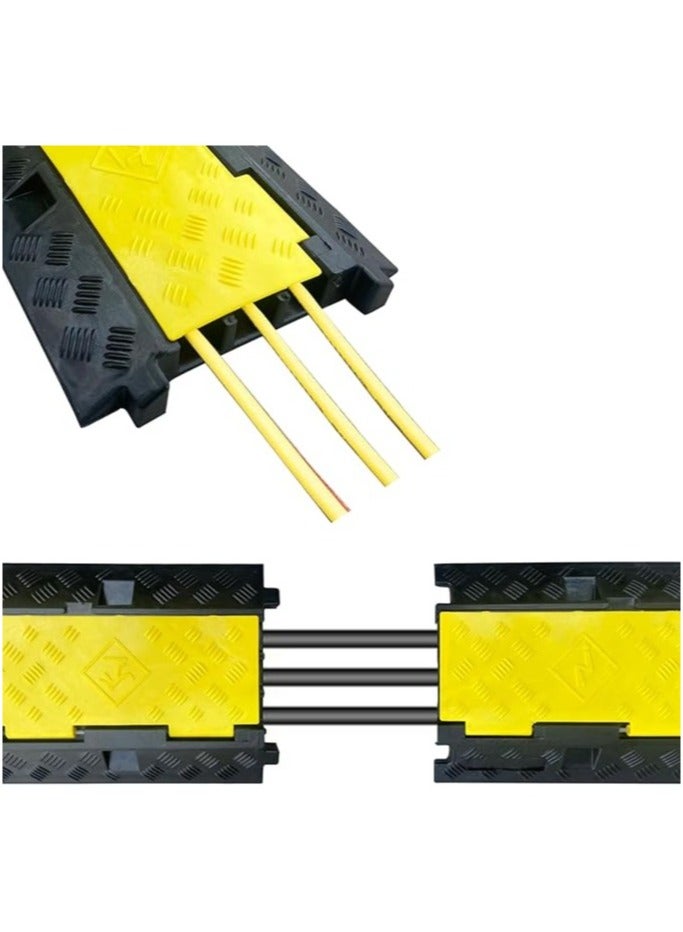 مخطوطات منحدر غطاء أرضية واقي الكابل - واقي كابل 3 قنوات خافي عيوب سلك الأرضية المطاطي - واقي كابل شديد التحمل سلك / خرطوم / أنبوب إخفاء الممر درع حماية 100 × 30 × 5.08 سم - Image 5