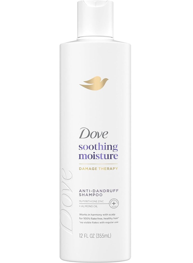 Dove Damage Therapy Derma Shampoo for Flaky Scalp Soothing Moisture with Pyrithione Zinc & Almond Oil, 355ml