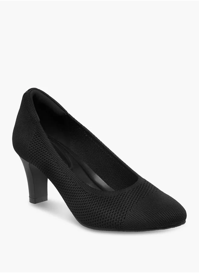 لو كونفورت Women Mesh Textured Slip-On Pumps with Block Heels