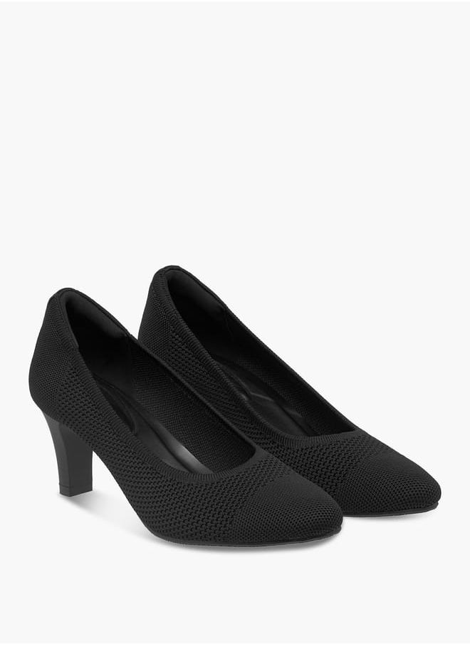 Le Confort - Women Mesh Textured Slip-On Pumps with Block Heels - Image 1