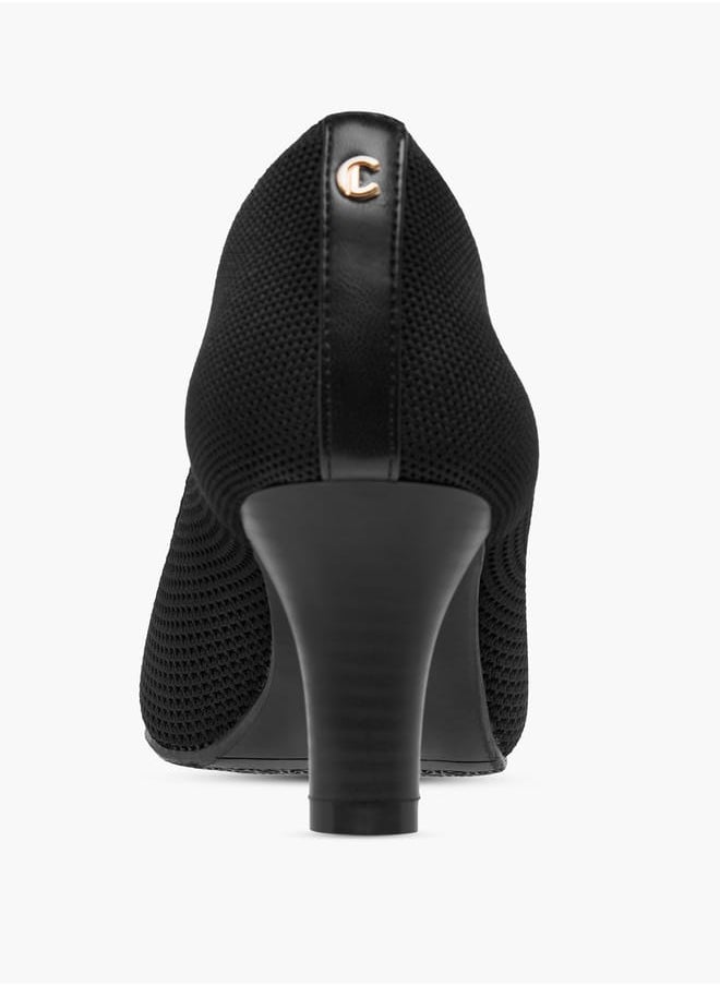 Le Confort - Women Mesh Textured Slip-On Pumps with Block Heels - Image 1