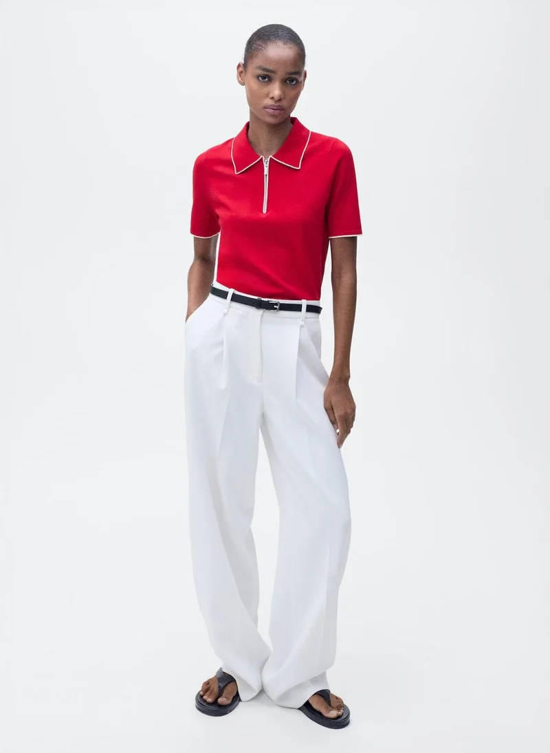 MANGO Polo-Neck With Contrasting Trims Sweater