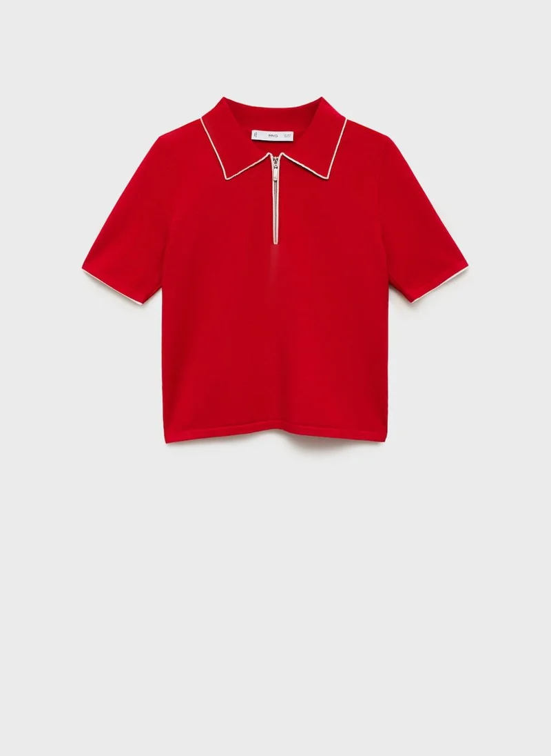 MANGO Polo-Neck With Contrasting Trims Sweater
