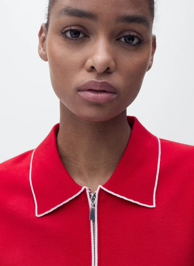MANGO Polo-Neck With Contrasting Trims Sweater