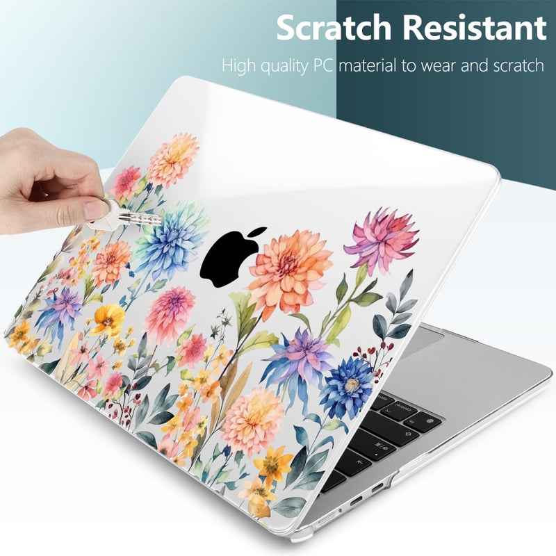 Twolskoo For M3 Macbook Air 13.6 Inch Case 2024-2022 A3113 A2681 M2 With Touch Id & Retina Display  Plastic Hard Shell Cover With Screen Protector & Keyboard Cover & Trackpad Film Beautiful Flowers - Image 4