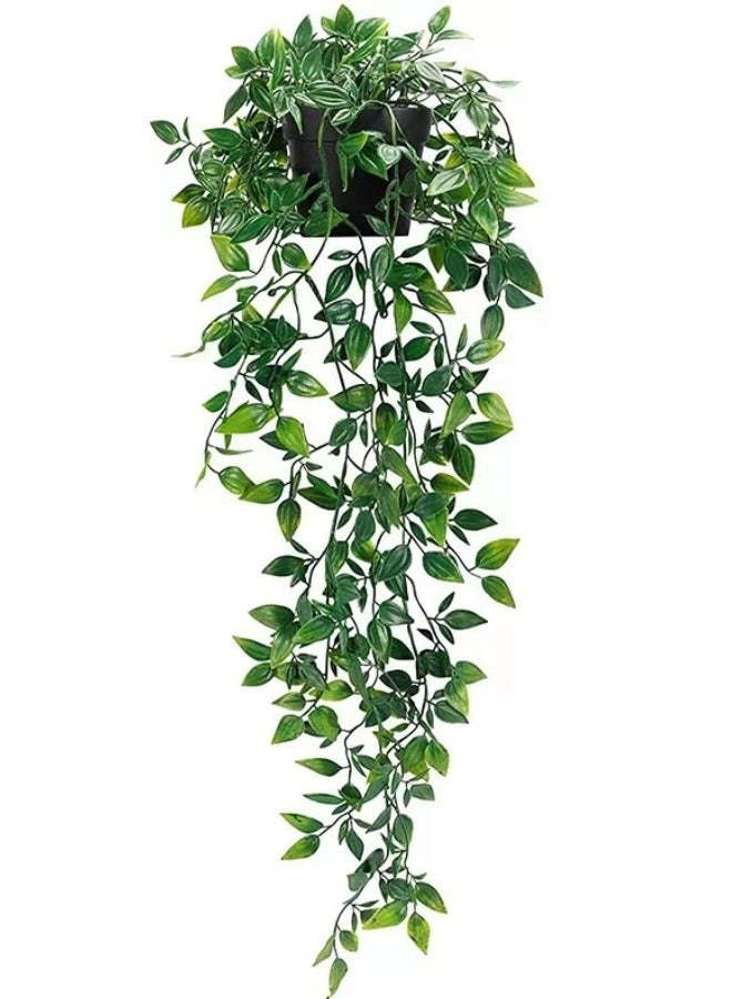 HOOPZOZA Artificial Hanging Mandala Vine Plant in Pot with Realistic Faux Leaves Eco-Friendly Fake Hanging Plant with Pot Decor for Home and Office Indoor and Outdoor Garden Shelf - Image 1