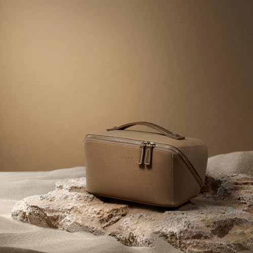 EACHY Travel Makeup Bag, Faux Suede Cosmetic Bags for Women,Large Capacity Portable Pouch Open Flat Toiletry Bag Make up Organizer with Divider and Handle - Image 5