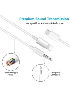 Generic 3 in 1 Type-C Lightning to 3.5mm Male Aux Audio Adapter Cable for Headphones  - Image 2