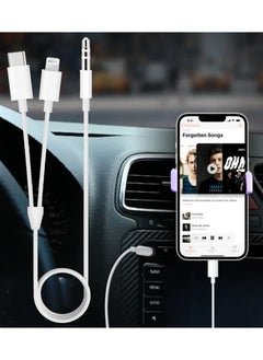 Generic 3 in 1 Type-C Lightning to 3.5mm Male Aux Audio Adapter Cable for Headphones  - Image 3