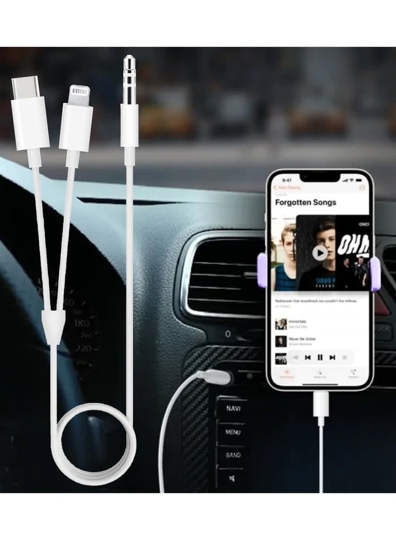 3 in 1 Type-C Lightning to 3.5mm Male Aux Audio Adapter Cable for Headphones - Image 3