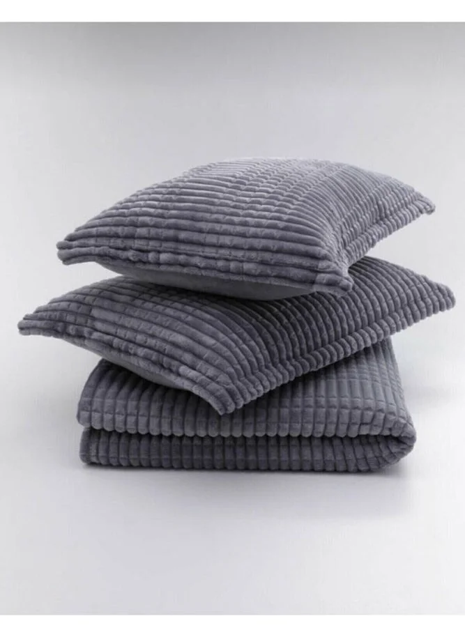 MERINOS Modern Line 3 Piece Blanket Set Dark Grey