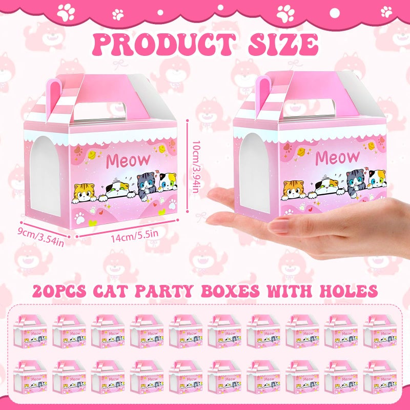 Jiytivity 63 Pcs Adopt a Cat Party Favors Include 20 Foldable Kitten Boxes 20 Mini Stuffed Cats 20 Card 1 Sign 2 Fence for Adopt a Kitty Party Favors Cat Supplies Gifts - Image 3