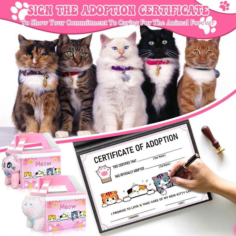 Jiytivity 63 Pcs Adopt a Cat Party Favors Include 20 Foldable Kitten Boxes 20 Mini Stuffed Cats 20 Card 1 Sign 2 Fence for Adopt a Kitty Party Favors Cat Supplies Gifts - Image 4