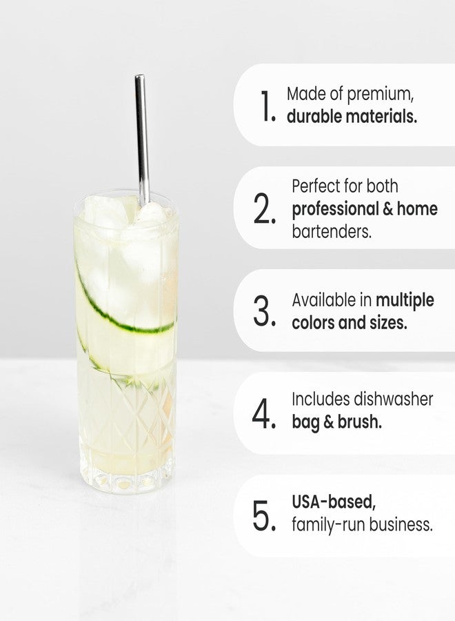 A Bar Above Gold Metal Straws Set, 16 Pc Jumbo Short and Long Reusable Stainless Steel Straws with Wide and Thin Options, Includes Straw Cleaners and Dishwasher Safe Bag, Stylish Gold Bar Accessories - Image 2